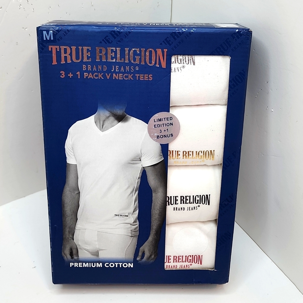 TRUE RELIGION V-NECK TEES 3+1 PACKAGE